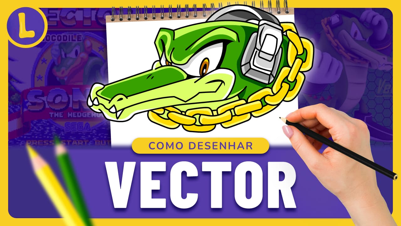 Como DESENHAR o CROCODILO VECTOR do SONIC (PASSO A PASSO)